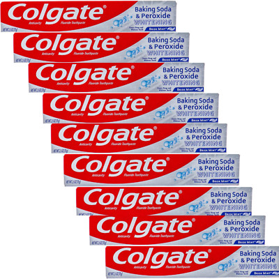 Colgate Baking Soda and Peroxide Whitening Toothpaste Pack Of 9 - 2.5oz Each