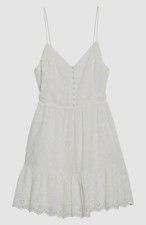 $396 Alice + Olivia Womens White Eyelet Sleeveless Straps Mini Dress Size 6