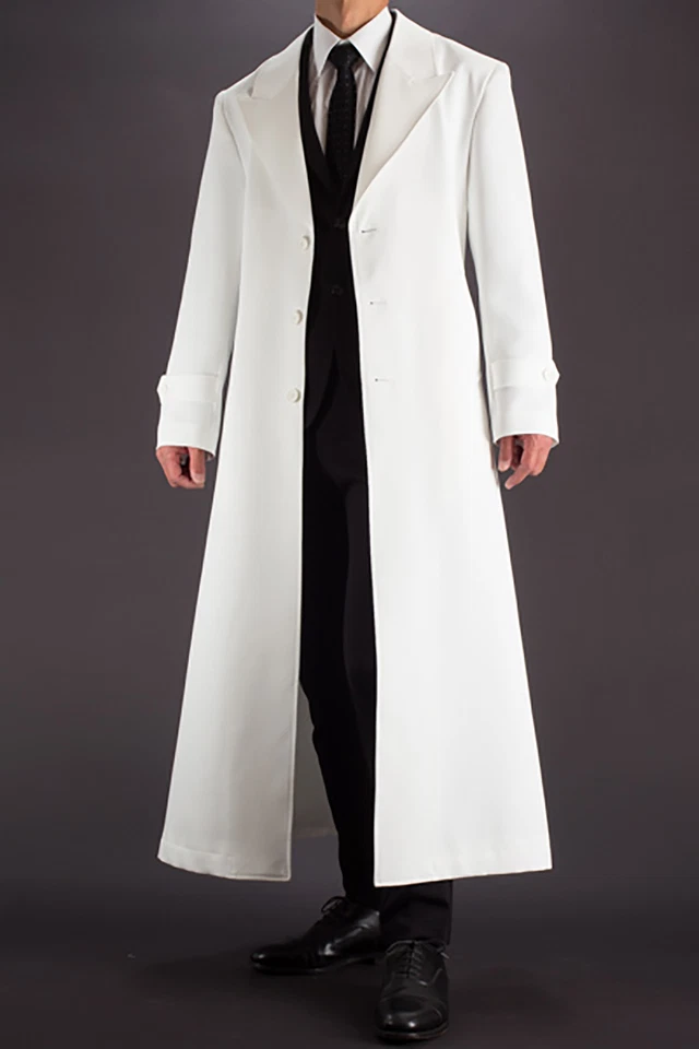 Мужская зима белый теплый пальто ветровка пальто с ремнем лодыжки длина бизнес износ - Изображение 3 из 4