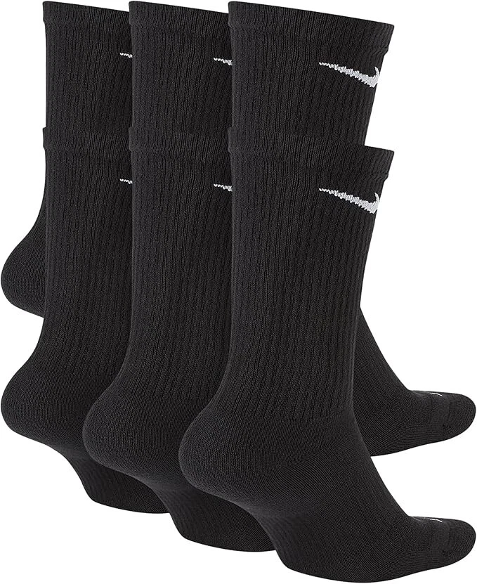 Nike Everyday Plus Cushion Drifit UNISEX Crew Socks, Size LARGE - Black - 6 Pair - Image 2 of 3