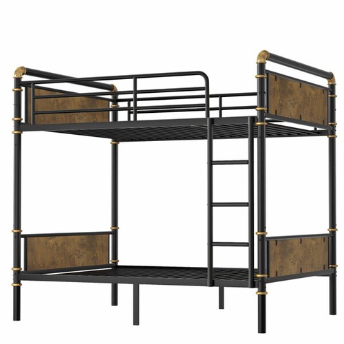 Twin XL over Twin XL Metal Bunk Bed, Industrial Detachable Bunkbeds - Picture 9 of 10