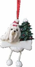 Maltese Ornament Dangling Legs Easy to Personalize Christmas Holiday E&S35356-24