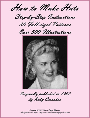 Millinery Book CARNAHAN Hat Making Make Hats 30 Pattern 1952 Milliner Fashions