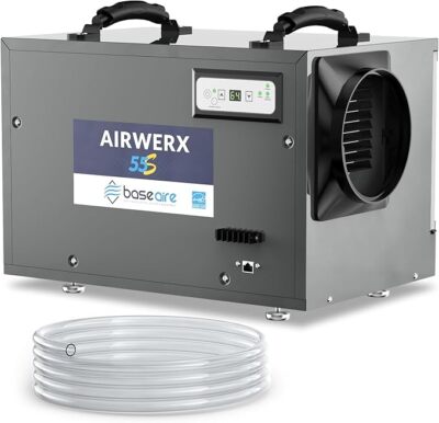 BaseAire 120Pt Dehumidifier w/Drain Hose for Crawlspace/Basement Auto Shut off