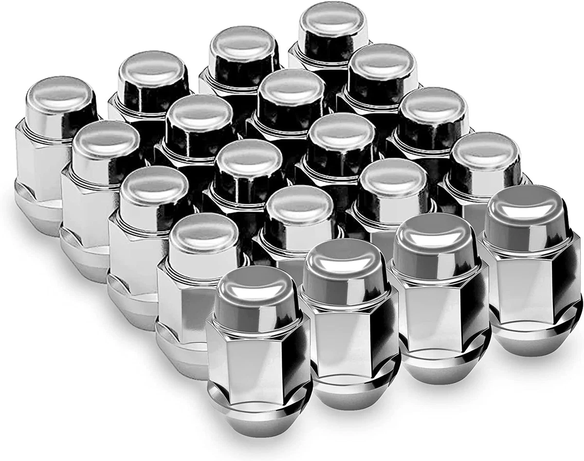 20PCS 1.4 inch Wheel Lug Nuts Chrome 12x1.5 Closed End Bulge