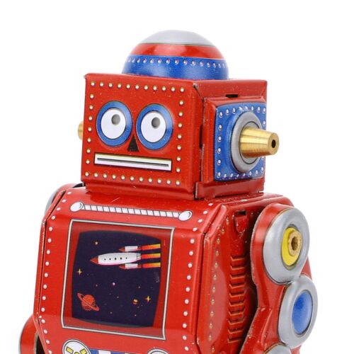(Red)Wind Up Robot Toy Hand Made Decorative Vintage Clockwork Robot Toy - Picture 10 of 22