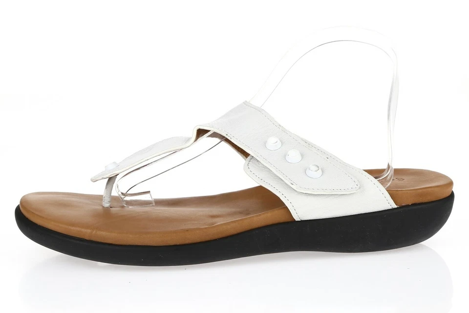 Sandalias chanclas mujer Gentle Souls 227195 cuero blanco tanga cuña talla 9,5 Foto 2 de 4