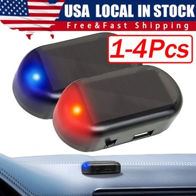 1~4 X Solar Power Car Fake Alarm LED Anti-Theft Warning Lights Flashing Blinking