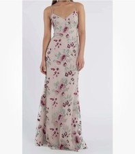 NWT Jenny Yoo Dress Enchanted Long Formal Floral Julianna Iris Purple Berry SZ 8