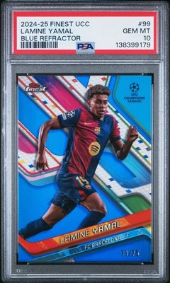 2024-25 TOPPS FINEST UEFA CLUB COMPETITIONS #99 LAMINE YAMAL 71/75 PSA 10