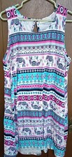 Bobbie brooks Eleph Print Sleeveless A-Line Knee Length Dress Multicolor size 2X