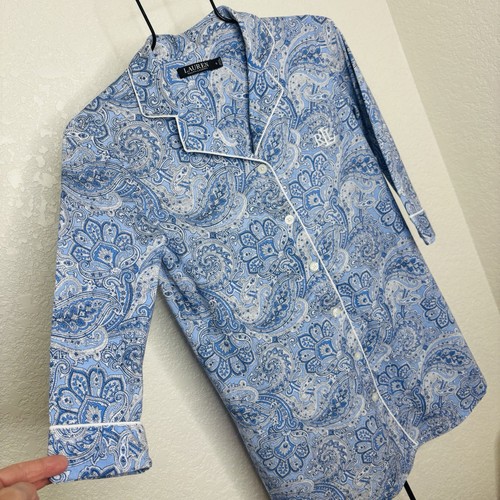 Lauren Ralph Lauren Night Shirt Womens S Pajamas PJs Nightgown Paisley Button Up - Picture 10 of 11