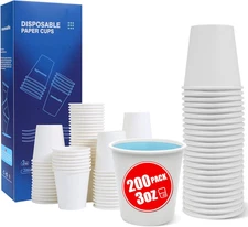 200 Count 3Oz Disposable Paper Cups, Bathroom Mouthwash Cups, Leak-Free Food Saf