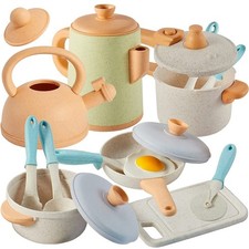 Küchenspielzeug 13tlg Kinderküche Topfset Zubehör Kochgeschirr Set für Kinder