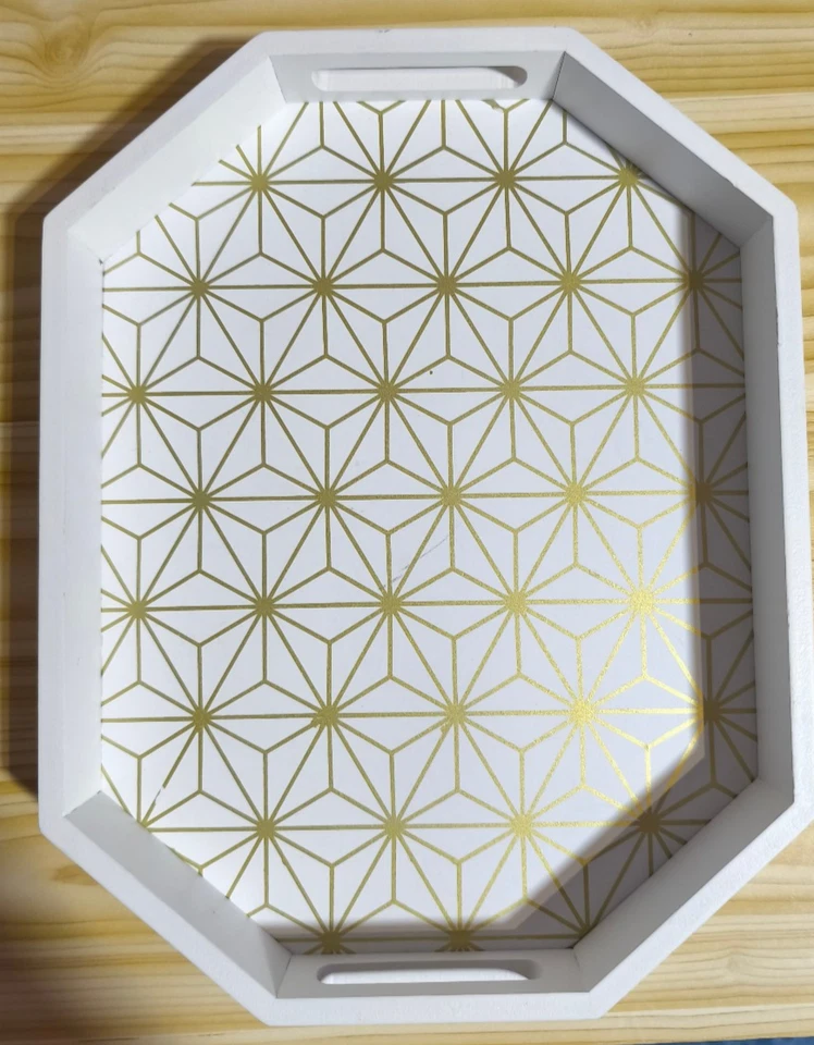 2 x Tablett Holz & 1 Silber Servierteller