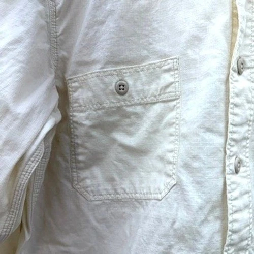 Camisa masculina Filson manga longa casual trabalho bege tamanho M algodão - Imagem 3 de 4