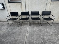 4 quattro sedie sedia nero design Metallo Cromo Cromato Vintage Cuoio