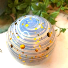 Pier 1 Imports 90's Magical Blue and Gold Decorative Ceramic Sphere 4"X4" NWOT