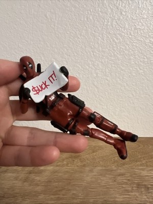 Deadpool Holding Sign $uck It In Pose 4  Figure PVC Marvel Toy