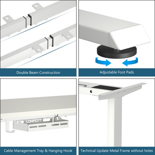Costway Electric Adjustable Standing up Desk Frame Dual Motor w/Controller White - Picture 11 of 12