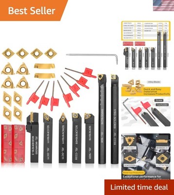 Indexable Lathe Turning Tool 21Pcs Kit 5/8'' 16mm Shank 7 Pcs Metal Lathe Too...