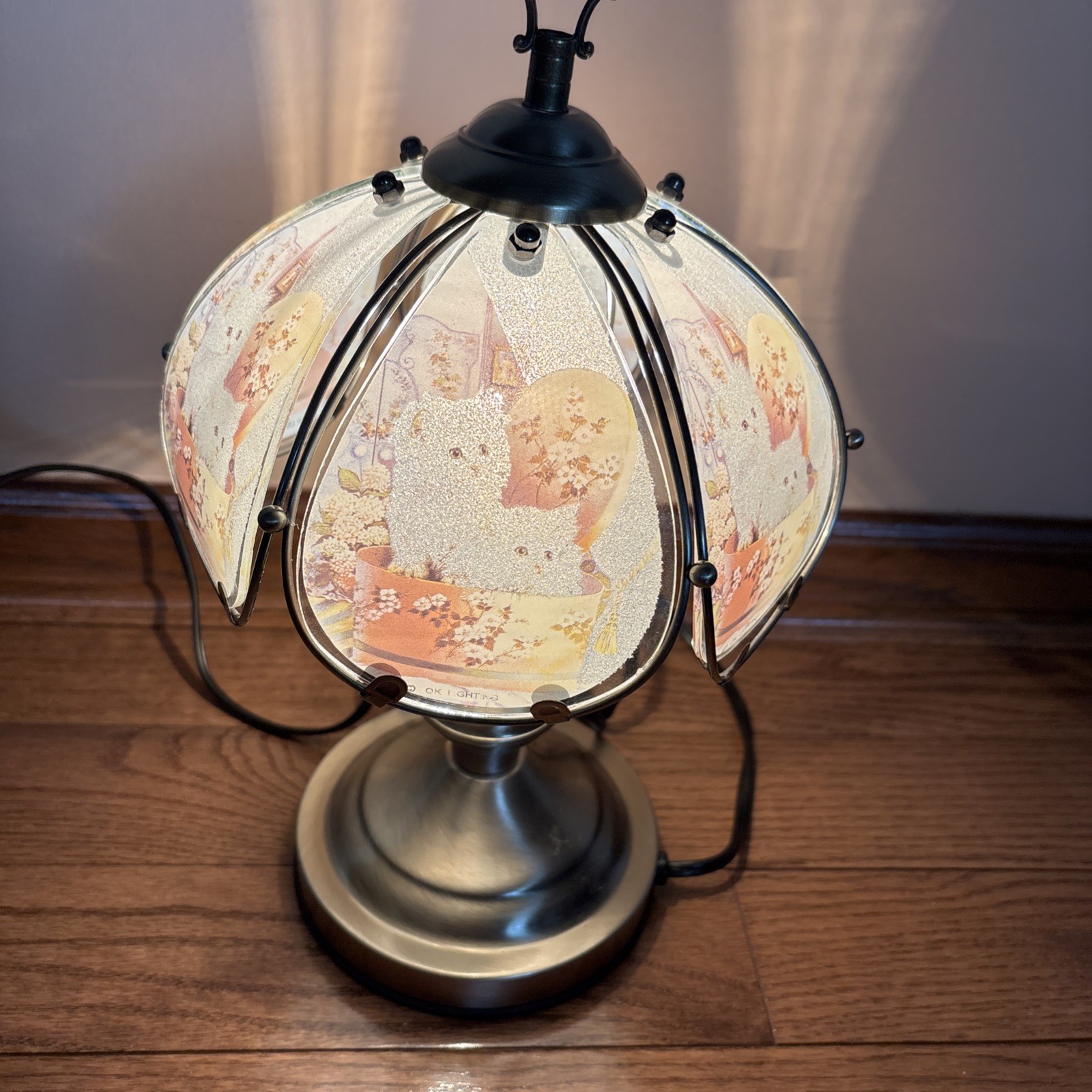 OK Lighting Cat Kittens  3 Way Touch Table Lamp 14" Sparkling Cats