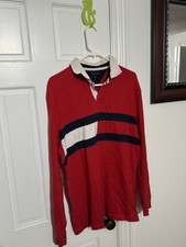 Tommy Hilfiger Men's Pink Cotton Long Sleeve Collared Polo Shirt Size Large