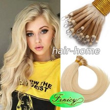 Nano Ring Micro Beads Human Hair Extensions Premium Remy Platinum Blonde 26inch