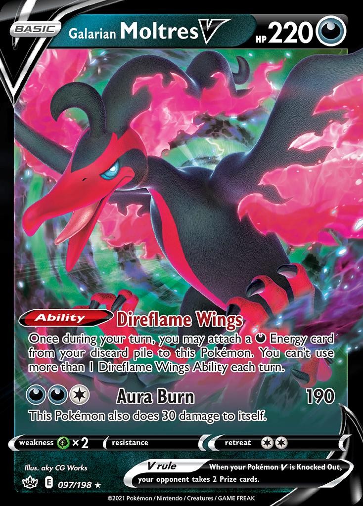 Pokemon Galarian Moltres V (97/282) Chilling Reign LP HOLO