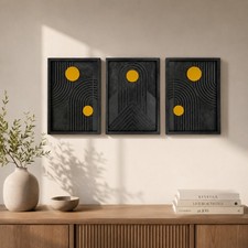 Large Handmade Wooden Wall Art Trio – Modern Geometric Scandinavian Decor