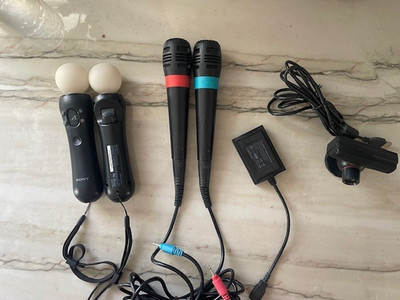 Lot of Sony Playstation accessories - motion controllers, Singstar, Eye Camera