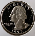 1995 S Washington 25c Quarter Proof 90% Silver Gem Deep Cameo US Coin American