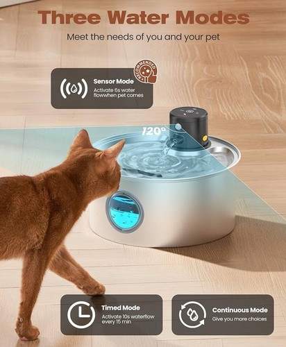 Cat Water Fountain Battery Powered: Cordless Cat Fountain Wireless - Recharge... - Picture 3 of 6