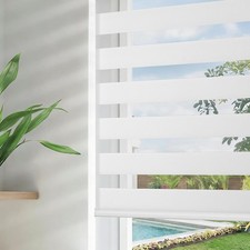 Cordless Zebra Blinds for Windows, Dual Layer Free-Stop Zebra Shades Light