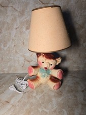 Vintage Teddy Bear Bow Multi Color Painted Porcelain Table Lamp