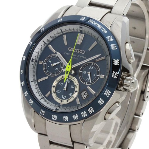 Seiko Brightz 8B82-0AF0 SAGA055 Chronographe Date Ss Solaire Montre Hommes Auth - Photo 2 sur 8