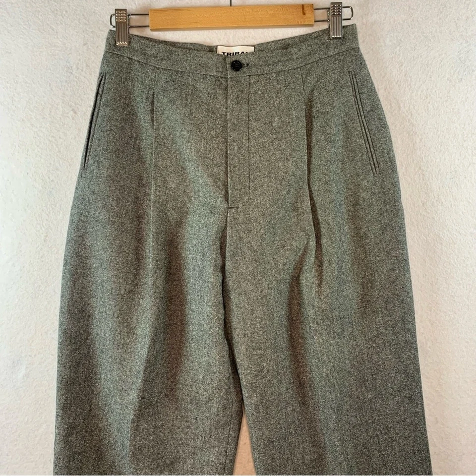 Pantalones Pantalón Tribal Mujer Mezcla Lana 27" Cintura Gris Academia Preppy Foto 2 de 4