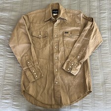Wrangler Western Pearl Snap Long Sleeve Shirt Mens 15 1/2 33 Khaki 70140MW