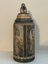 VTG German Lidded GERZIT GERZ Beer Stein Tankard Gnome Original  w/ Lid 10"