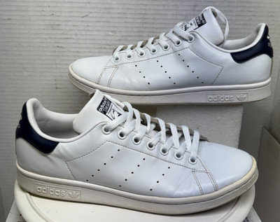 Adidas Stan Smith White Sneakers Blue Lace Up Court Shoes Mens 8 41.5 FX5501