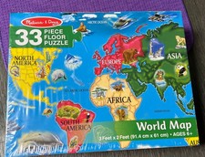 Melissa  Doug World Map Floor Puzzle 33 Large Pieces Jigsaw Puzzle Sz 3 x 2 Ft