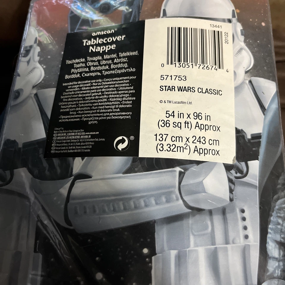 "Mantel de plástico Star Wars Amscan 52""x96"" Stormtrooper fiesta de cumpleaños clásico" Foto 4 de 4