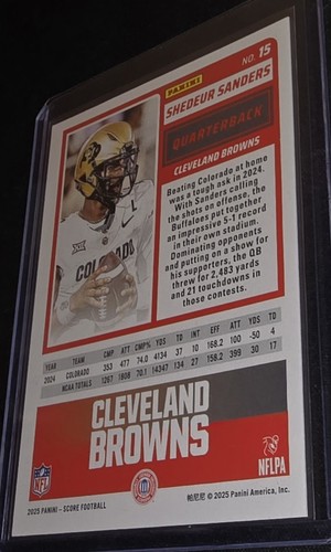 Panini Score-A-Treat Pumpkins #15 Shedeur Sanders RC- Cleveland Browns 2025 - Imagen 6 de 6