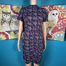 Melrose and Market Dress Women’s Small Purple Floral Cap Sleeve Ruched Bodycon