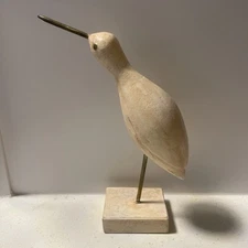 HANDCRAFTED Decorative WOODEN SANDPIPER SHORE BIRD  9 Inches Tall