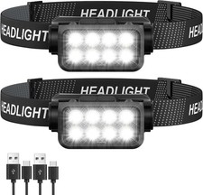 Lampara de cabeza recargable 2 Pack 8 LED 250...