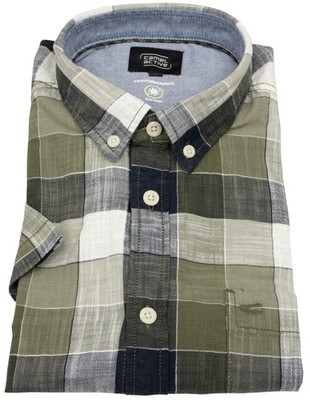 Camel Active Kurzarmhemd Regular Fit Button Down kariert olivgrün - ohne OVP