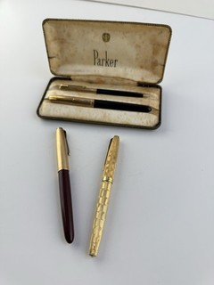 Vintage Parker Fountain Pens Rolled Gold Caps & Case – As Found