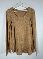 Anthropologie Saturday Sunday Women's Ruffle Back Waffle Knit Sweater Sz Medium