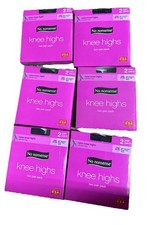No Nonsense 12 Pair Comfort Top Black Sheer Toe Nylon Knee Highs Plus M/L